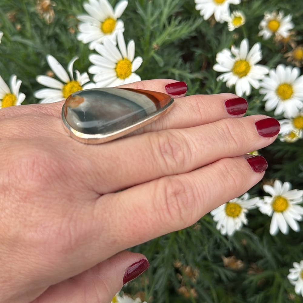 Ooac Polychrome Jasper Gemstone Statement Ring Ra… - image 4